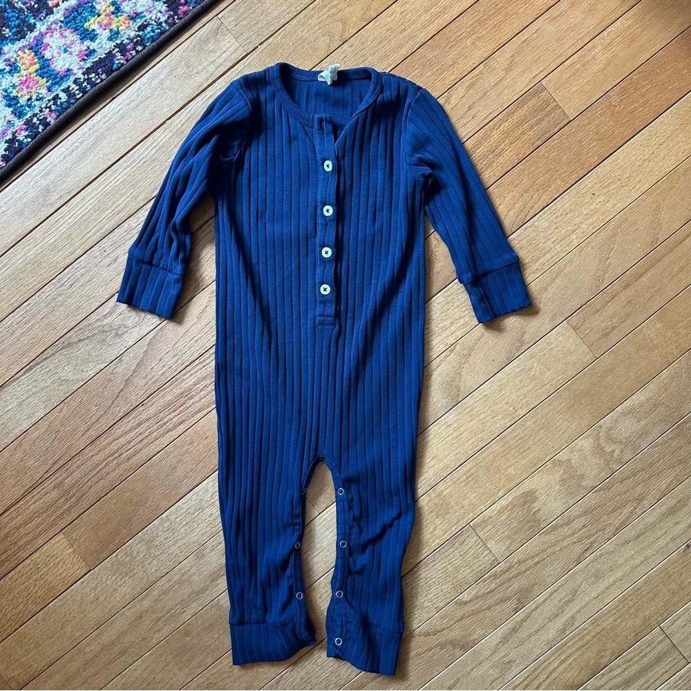 Kate Quinn Organic Cotton Ribbed Long Sleeve Union Suit Romper 18-24 Months